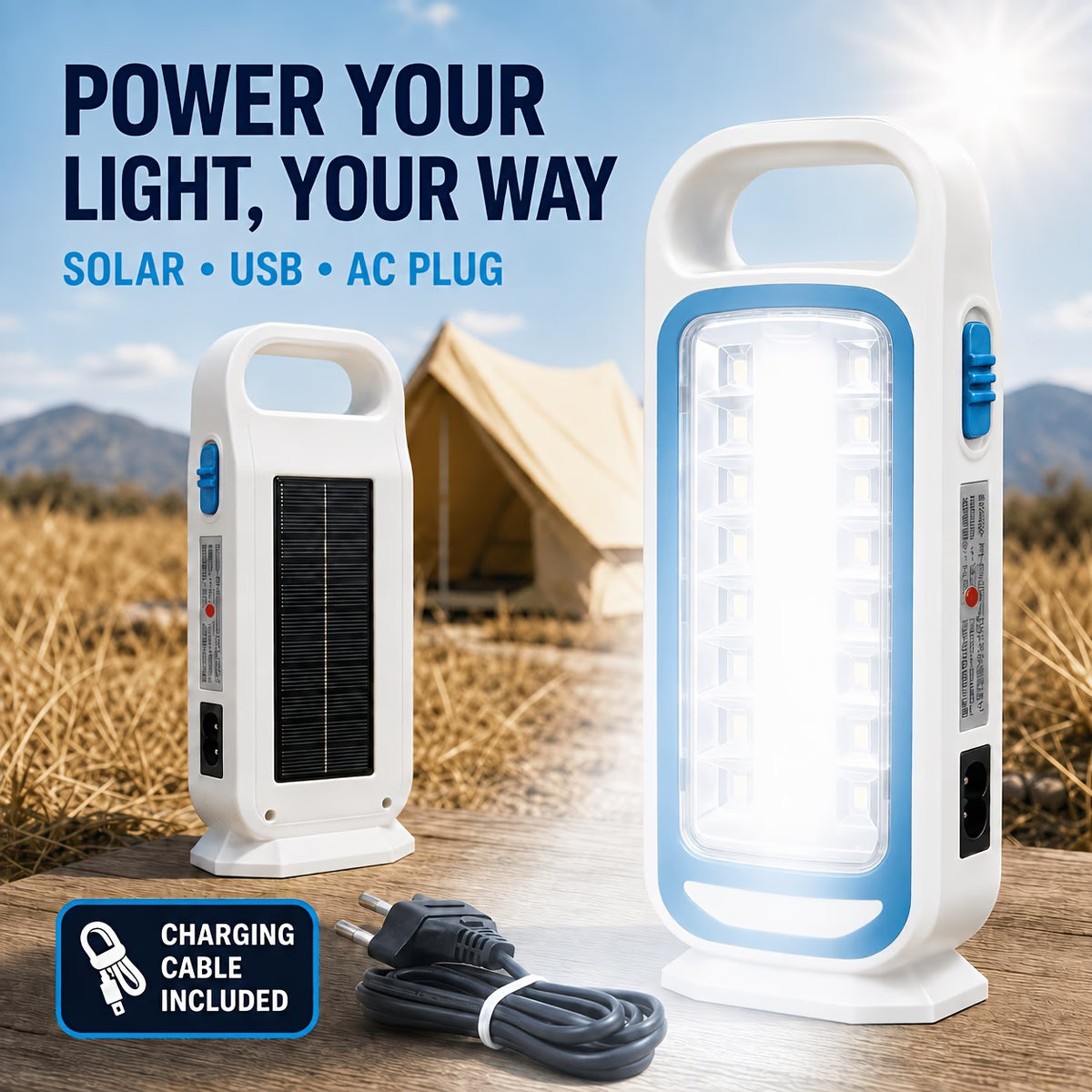LED Emergency Lamp – 36 SMD, Solar & USB Rechargeable