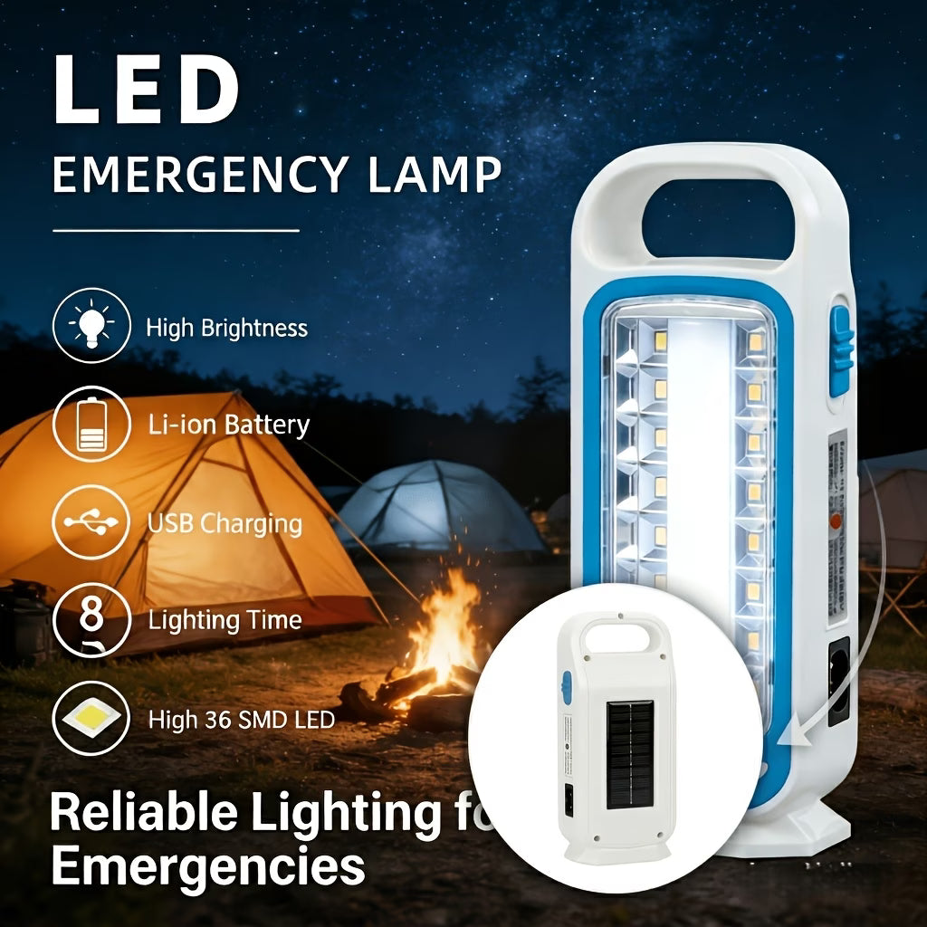 LED Emergency Lamp – 36 SMD, Solar & USB Rechargeable