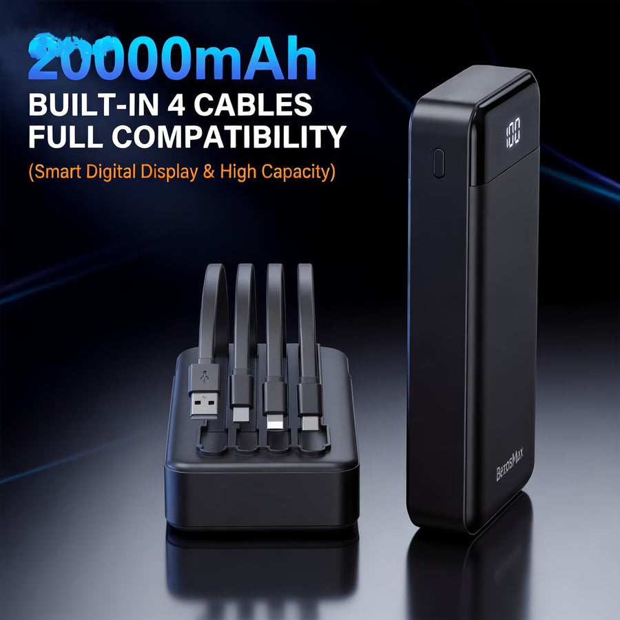 20000mAh Power Bank – Built-in 4 Cables